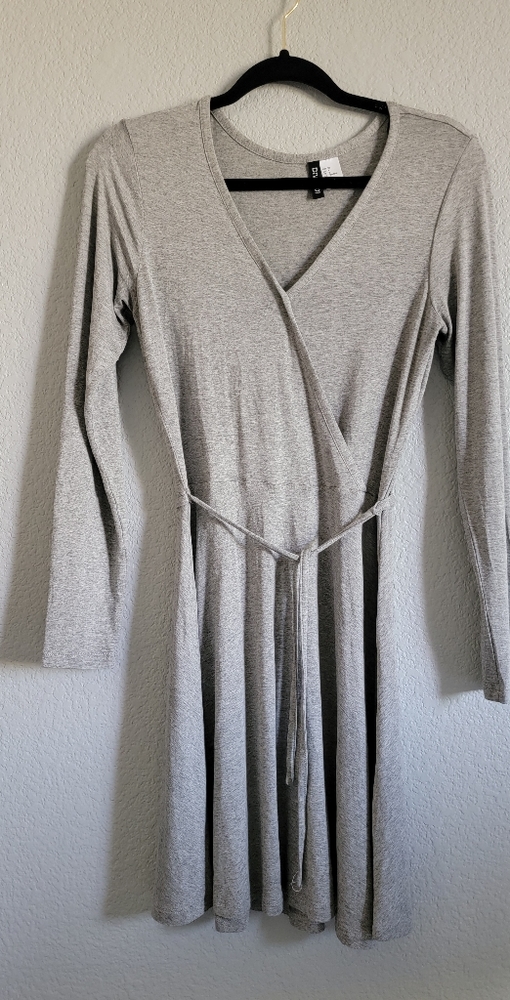 Gray cotton wrap around dress